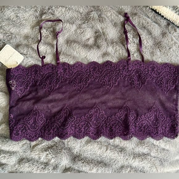 Only Hearts So Fine Scallop Lace Bralette Purple Heart Size L Sheer Lace NWT - Picture 9 of 10